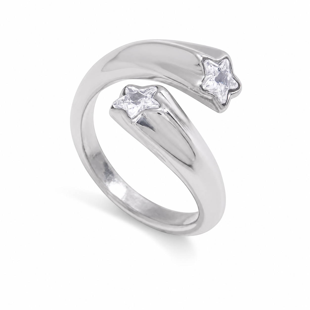 Wraparound Gem Star Silver Ring