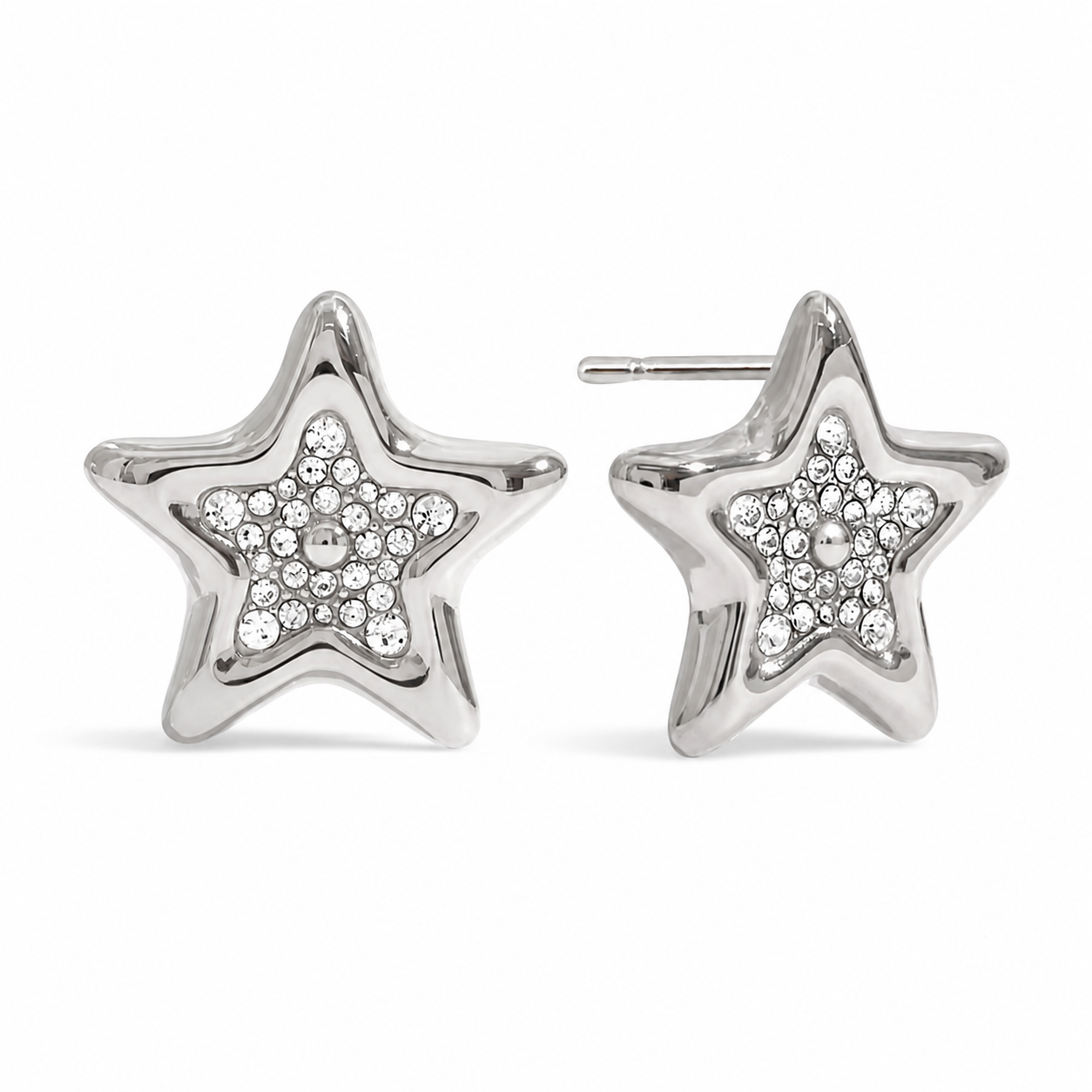 Silver Embellished Star Studs