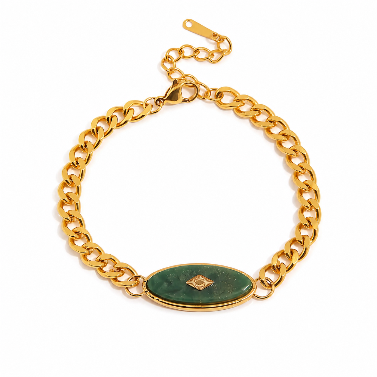 Real Jade Stone Chain Bracelet