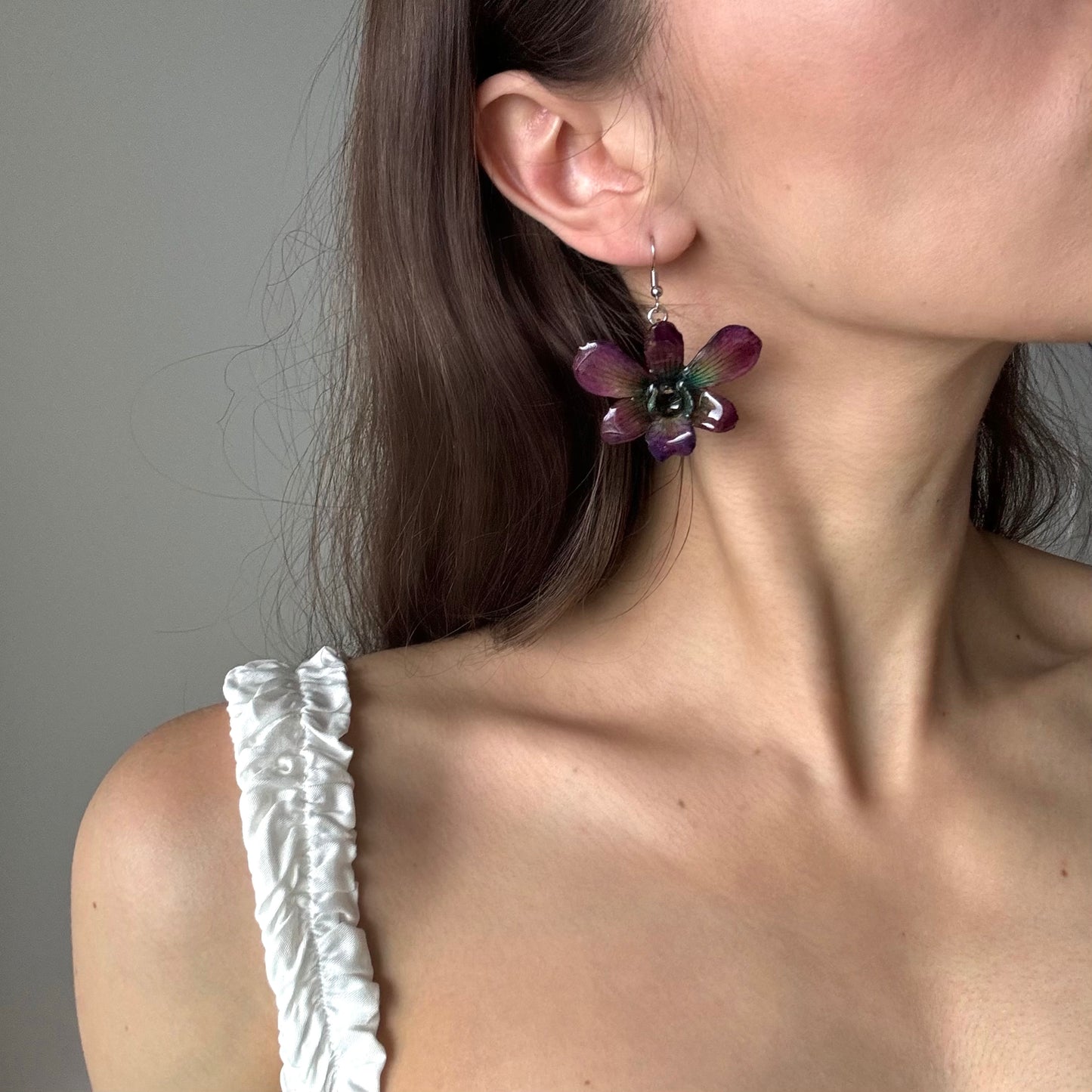 Dendobrium Orchid Flower Handmade earrings