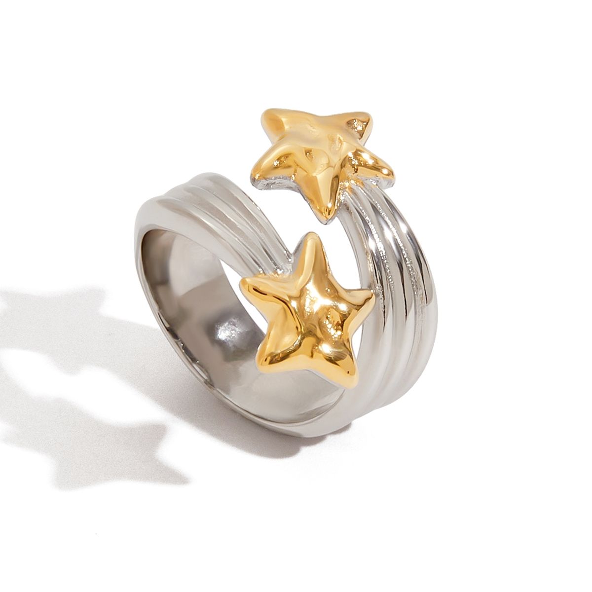 Wraparound Two-Toned Star Ring