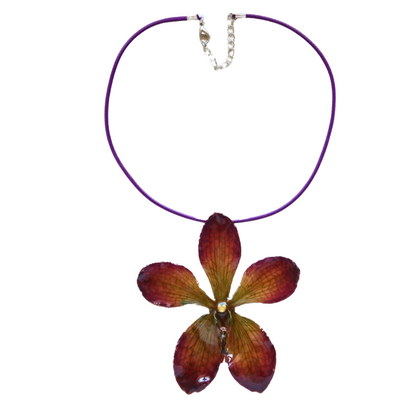 Purple Fuchsia Mokara Orchid Pendant Necklace (Style 03)