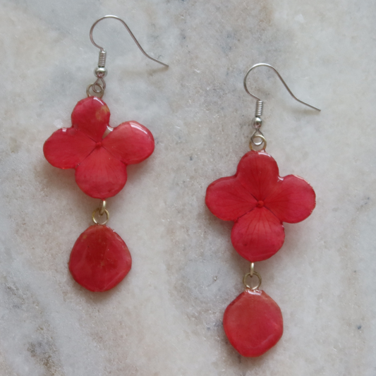 Hydrangea Flower Handmade Earrings - Light Pink