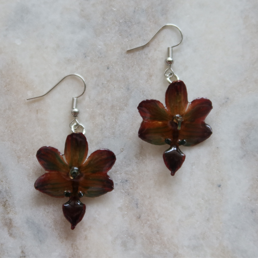 Doritis Phalaenopsis Flower Handmade Earrings - Purple