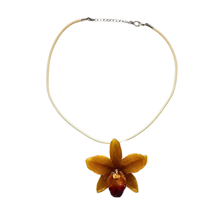 Dendrobium Formosum Orchid Pendant Necklace (Style 06)