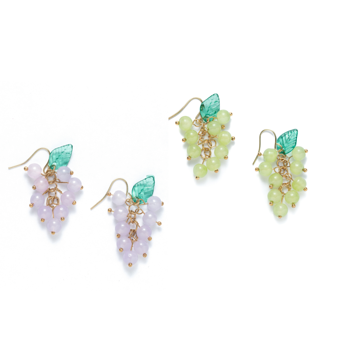 Grape Earrings - Purple