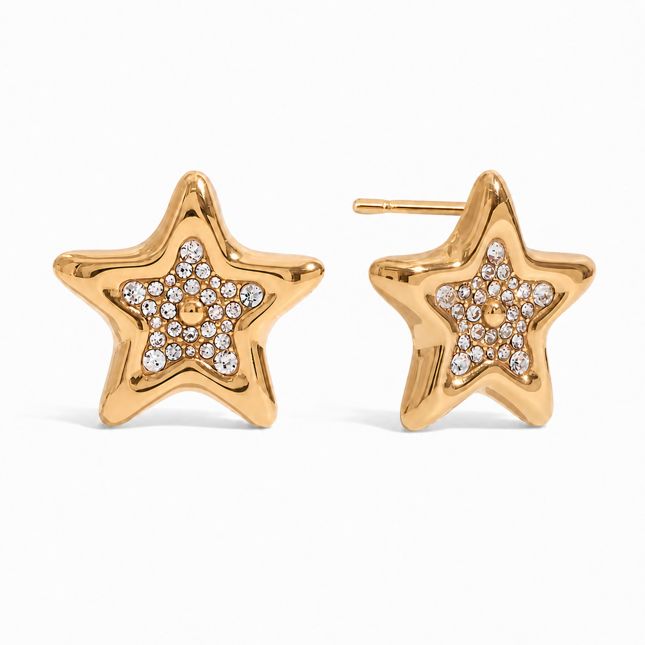 Gold Embellished Star Studs