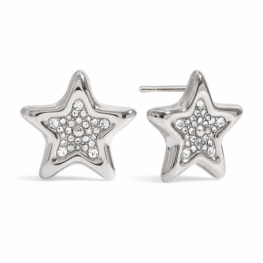 Silver Embellished Star Studs