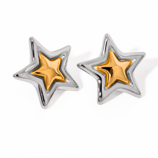 Two-Toned Star Studs