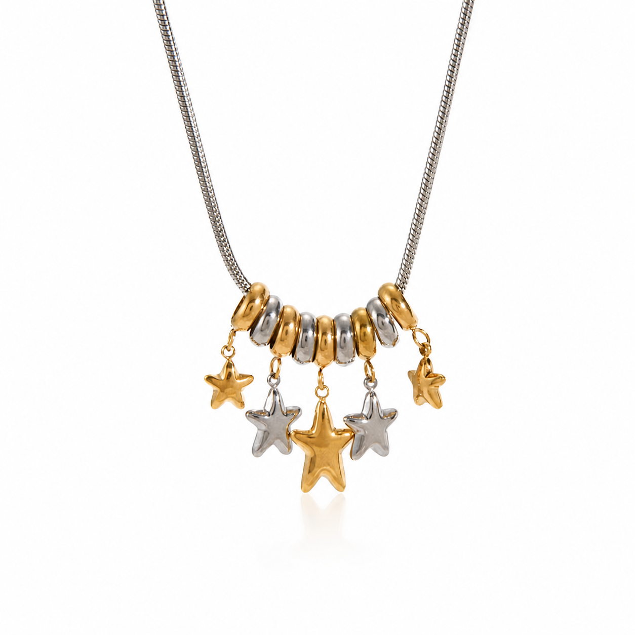 Two-Toned Star Charms Necklace