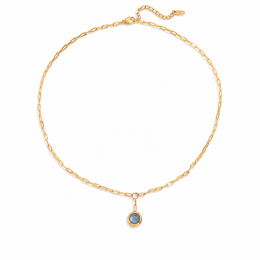 Aquamarine Stone Gold Necklace