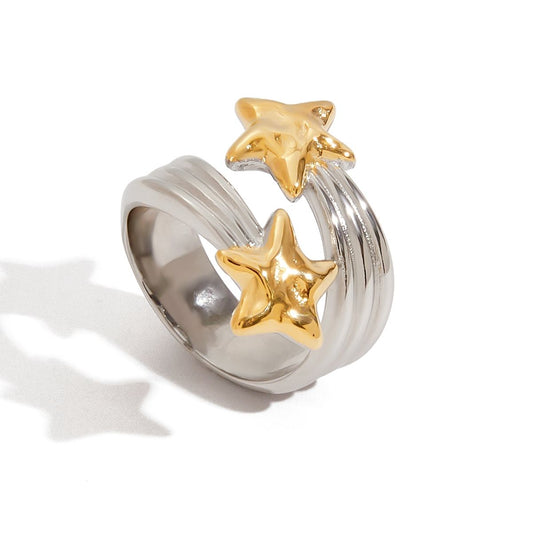 Wraparound Two-Toned Star Ring