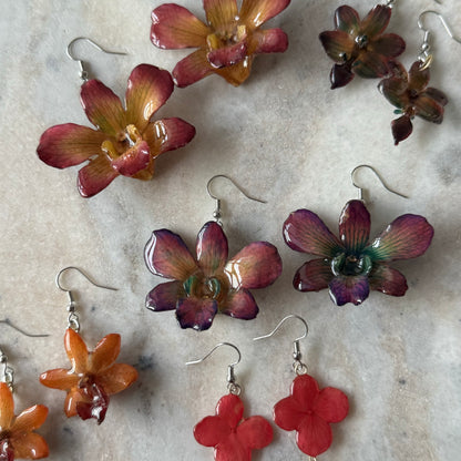 Dendobrium Orchid Flower Handmade earrings