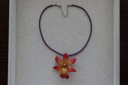 Fuchsia Dendrobium Orchid Pendant Necklace (Style 02)