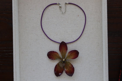 Purple Fuchsia Mokara Orchid Pendant Necklace (Style 03)