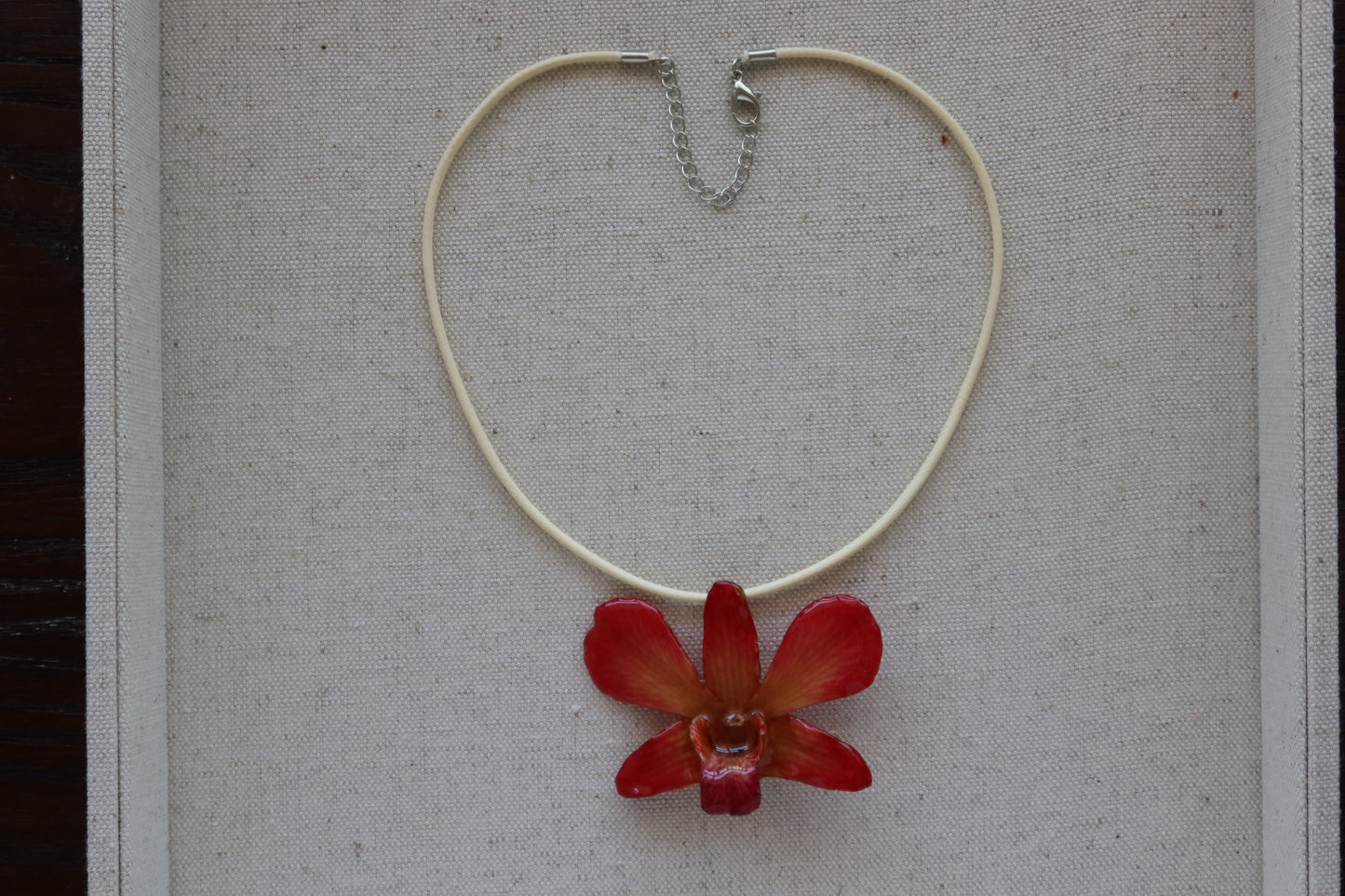 Pink Dendrobium Orchid Pendant Necklace (Style 01)