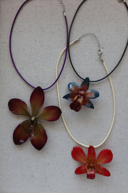 Dendrobium Formosum Orchid Pendant Necklace (Style 04)