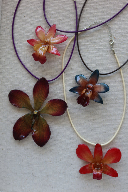 Purple Fuchsia Mokara Orchid Pendant Necklace (Style 03)