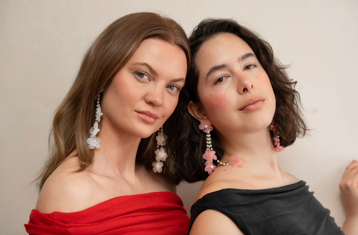 Flower Rain Drop Earrings - Pink