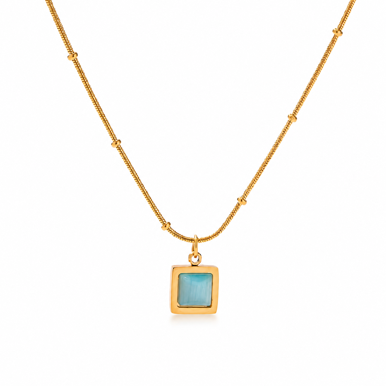 Square Stone Pendant Necklace