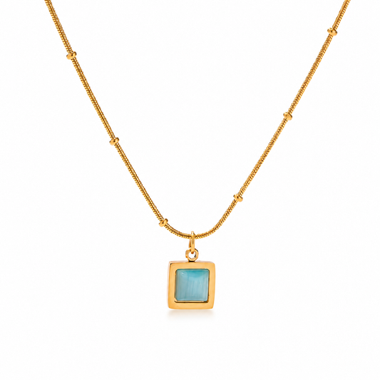 Square Stone Pendant Necklace
