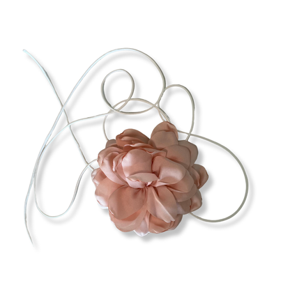 Satin Peony Flower Chokers - Blush